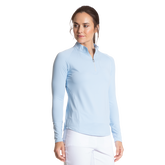 Alternate View 1 of Solid Bay Blue Sun Protection Quarter Zip Pull Over